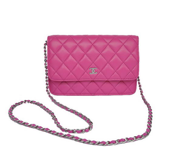 Best New Color Chanel A33814 Rosy Sheepskin Leather Flap Bag Silver Replica